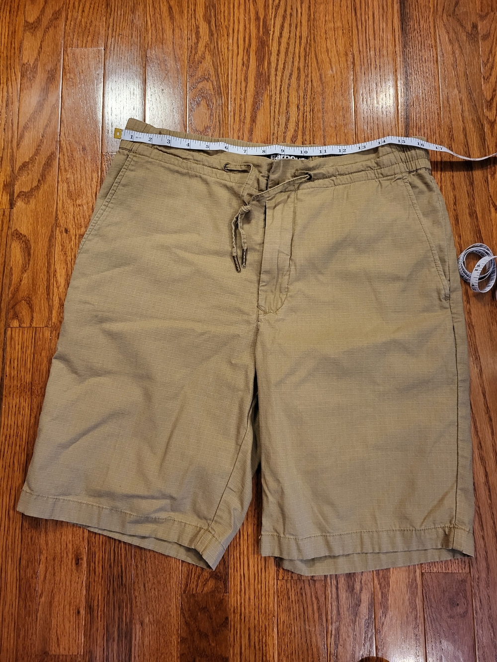 Barbour Shorts Mens Medium Khaki Roller Ripstop Elastic Waist Drawstring